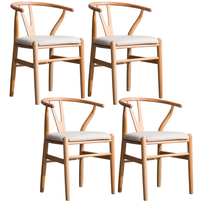 Wood Modern Dining Arm Chair with Color Cushion Wishbone Chair for Home Natural Beige 4 Piece Set Clearhalo ' kitchen&dining_furn' 'Dining Chairs' 'Dining Tables & Seating' 'dining_chair' 'furn' 'furn_dining_chair' 'Furniture' 'furniture_dining_chair' 'Kitchen & Dining Furniture' 'kitchen' 3576156