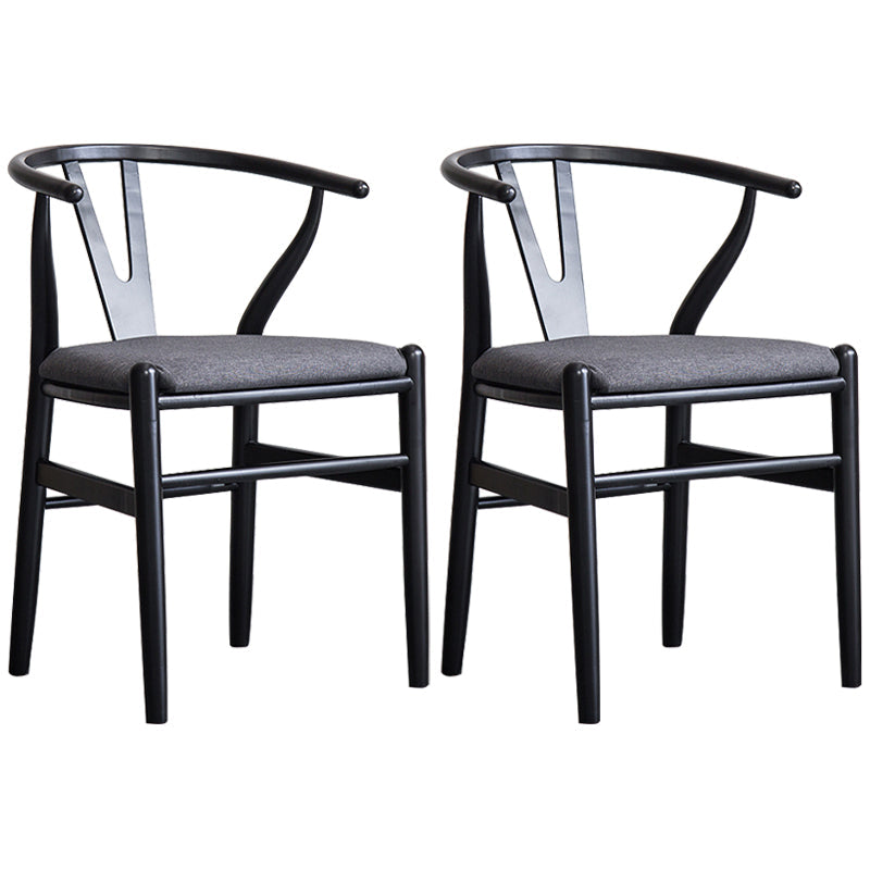 Wood Modern Dining Arm Chair with Color Cushion Wishbone Chair for Home Black Gray 2 Piece Set Clearhalo ' kitchen&dining_furn' 'Dining Chairs' 'Dining Tables & Seating' 'dining_chair' 'furn' 'furn_dining_chair' 'Furniture' 'furniture_dining_chair' 'Kitchen & Dining Furniture' 'kitchen' 3576158