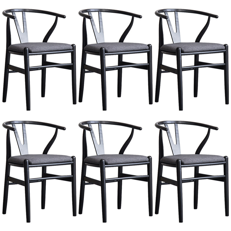 Wood Modern Dining Arm Chair with Color Cushion Wishbone Chair for Home Black Gray 6 Piece Set Clearhalo ' kitchen&dining_furn' 'Dining Chairs' 'Dining Tables & Seating' 'dining_chair' 'furn' 'furn_dining_chair' 'Furniture' 'furniture_dining_chair' 'Kitchen & Dining Furniture' 'kitchen' 3576160