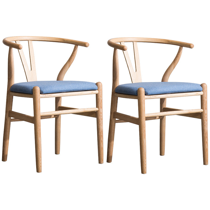 Wood Modern Dining Arm Chair with Color Cushion Wishbone Chair for Home Natural Blue 2 Piece Set Clearhalo ' kitchen&dining_furn' 'Dining Chairs' 'Dining Tables & Seating' 'dining_chair' 'furn' 'furn_dining_chair' 'Furniture' 'furniture_dining_chair' 'Kitchen & Dining Furniture' 'kitchen' 3576161