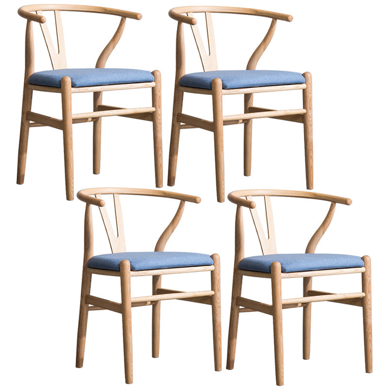 Wood Modern Dining Arm Chair with Color Cushion Wishbone Chair for Home Natural Blue 4 Piece Set Clearhalo ' kitchen&dining_furn' 'Dining Chairs' 'Dining Tables & Seating' 'dining_chair' 'furn' 'furn_dining_chair' 'Furniture' 'furniture_dining_chair' 'Kitchen & Dining Furniture' 'kitchen' 3576162