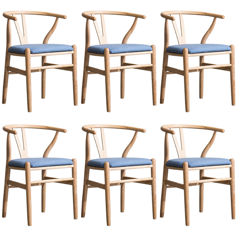 Wood Modern Dining Arm Chair with Color Cushion Wishbone Chair for Home Natural Blue 6 Piece Set Clearhalo ' kitchen&dining_furn' 'Dining Chairs' 'Dining Tables & Seating' 'dining_chair' 'furn' 'furn_dining_chair' 'Furniture' 'furniture_dining_chair' 'Kitchen & Dining Furniture' 'kitchen' 3576163