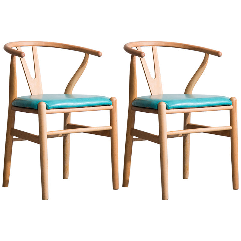 Wood Modern Dining Arm Chair with Color Cushion Wishbone Chair for Home Natural Turquoise 2 Piece Set Clearhalo ' kitchen&dining_furn' 'Dining Chairs' 'Dining Tables & Seating' 'dining_chair' 'furn' 'furn_dining_chair' 'Furniture' 'furniture_dining_chair' 'Kitchen & Dining Furniture' 'kitchen' 3576164