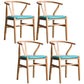 Wood Modern Dining Arm Chair with Color Cushion Wishbone Chair for Home Natural Turquoise 4 Piece Set Clearhalo ' kitchen&dining_furn' 'Dining Chairs' 'Dining Tables & Seating' 'dining_chair' 'furn' 'furn_dining_chair' 'Furniture' 'furniture_dining_chair' 'Kitchen & Dining Furniture' 'kitchen' 3576165