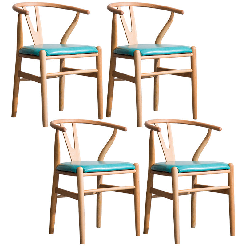 Wood Modern Dining Arm Chair with Color Cushion Wishbone Chair for Home Natural Turquoise 4 Piece Set Clearhalo ' kitchen&dining_furn' 'Dining Chairs' 'Dining Tables & Seating' 'dining_chair' 'furn' 'furn_dining_chair' 'Furniture' 'furniture_dining_chair' 'Kitchen & Dining Furniture' 'kitchen' 3576165
