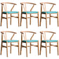Wood Modern Dining Arm Chair with Color Cushion Wishbone Chair for Home Natural Turquoise 6 Piece Set Clearhalo ' kitchen&dining_furn' 'Dining Chairs' 'Dining Tables & Seating' 'dining_chair' 'furn' 'furn_dining_chair' 'Furniture' 'furniture_dining_chair' 'Kitchen & Dining Furniture' 'kitchen' 3576166