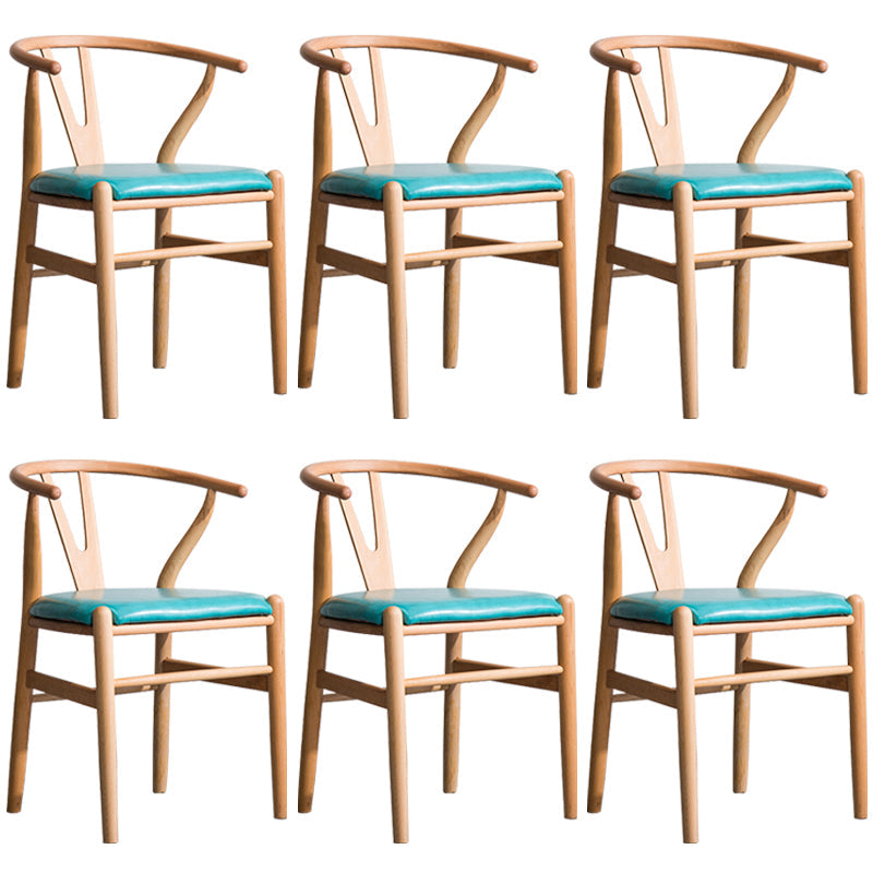 Wood Modern Dining Arm Chair with Color Cushion Wishbone Chair for Home Natural Turquoise 6 Piece Set Clearhalo ' kitchen&dining_furn' 'Dining Chairs' 'Dining Tables & Seating' 'dining_chair' 'furn' 'furn_dining_chair' 'Furniture' 'furniture_dining_chair' 'Kitchen & Dining Furniture' 'kitchen' 3576166