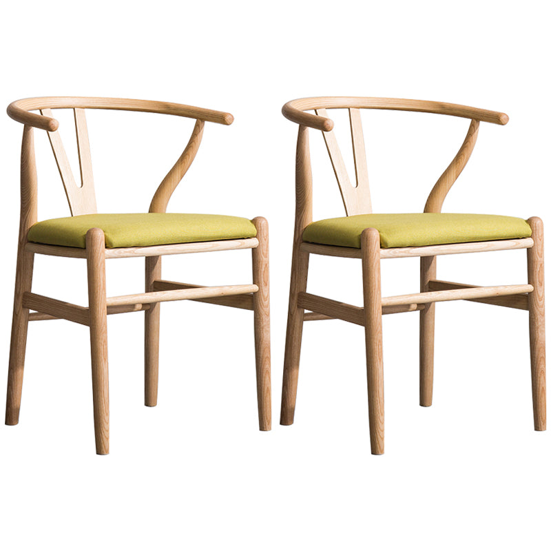 Wood Modern Dining Arm Chair with Color Cushion Wishbone Chair for Home Natural Green 2 Piece Set Clearhalo ' kitchen&dining_furn' 'Dining Chairs' 'Dining Tables & Seating' 'dining_chair' 'furn' 'furn_dining_chair' 'Furniture' 'furniture_dining_chair' 'Kitchen & Dining Furniture' 'kitchen' 3576167