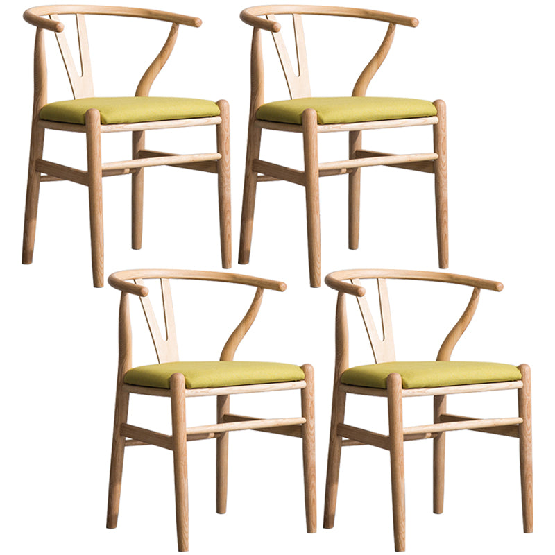 Wood Modern Dining Arm Chair with Color Cushion Wishbone Chair for Home Natural Green 4 Piece Set Clearhalo ' kitchen&dining_furn' 'Dining Chairs' 'Dining Tables & Seating' 'dining_chair' 'furn' 'furn_dining_chair' 'Furniture' 'furniture_dining_chair' 'Kitchen & Dining Furniture' 'kitchen' 3576168