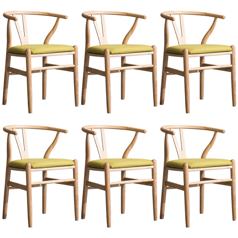 Wood Modern Dining Arm Chair with Color Cushion Wishbone Chair for Home Natural Green 6 Piece Set Clearhalo ' kitchen&dining_furn' 'Dining Chairs' 'Dining Tables & Seating' 'dining_chair' 'furn' 'furn_dining_chair' 'Furniture' 'furniture_dining_chair' 'Kitchen & Dining Furniture' 'kitchen' 3576169