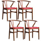 Wood Modern Dining Arm Chair with Color Cushion Wishbone Chair for Home Walnut Red 4 Piece Set Clearhalo ' kitchen&dining_furn' 'Dining Chairs' 'Dining Tables & Seating' 'dining_chair' 'furn' 'furn_dining_chair' 'Furniture' 'furniture_dining_chair' 'Kitchen & Dining Furniture' 'kitchen' 3576171