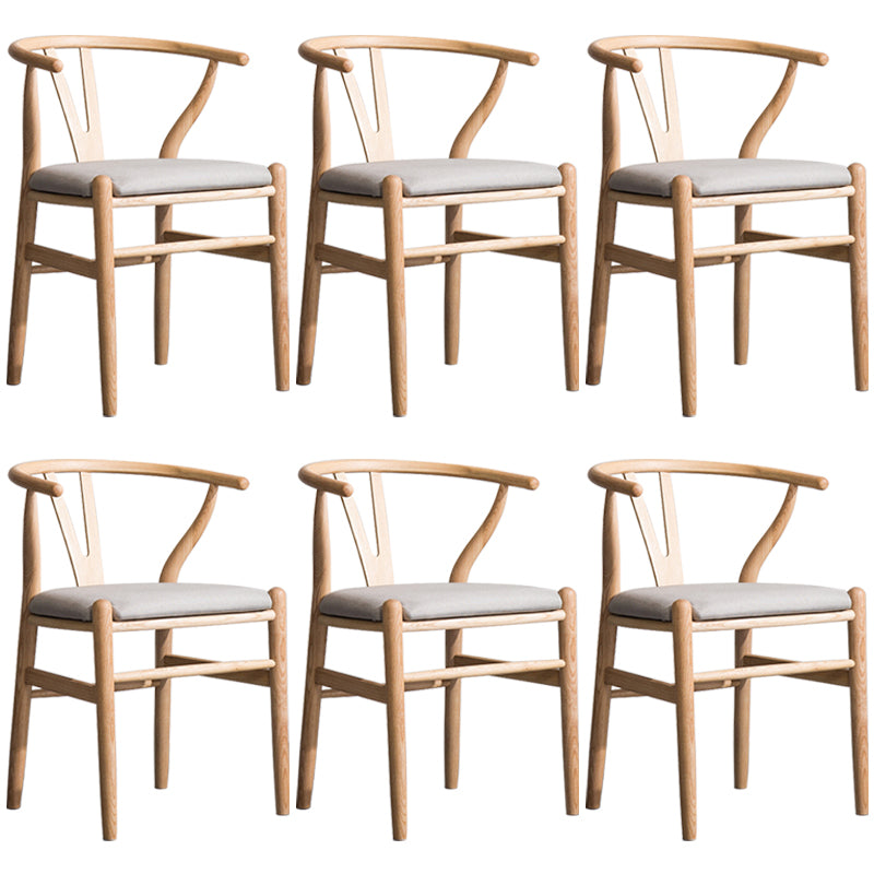 Wood Modern Dining Arm Chair with Color Cushion Wishbone Chair for Home Natural Gray 6 Piece Set Clearhalo ' kitchen&dining_furn' 'Dining Chairs' 'Dining Tables & Seating' 'dining_chair' 'furn' 'furn_dining_chair' 'Furniture' 'furniture_dining_chair' 'Kitchen & Dining Furniture' 'kitchen' 3576175