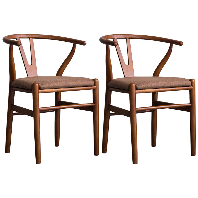 Wood Modern Dining Arm Chair with Color Cushion Wishbone Chair for Home Walnut Dark Brown 2 Piece Set Clearhalo ' kitchen&dining_furn' 'Dining Chairs' 'Dining Tables & Seating' 'dining_chair' 'furn' 'furn_dining_chair' 'Furniture' 'furniture_dining_chair' 'Kitchen & Dining Furniture' 'kitchen' 3576176