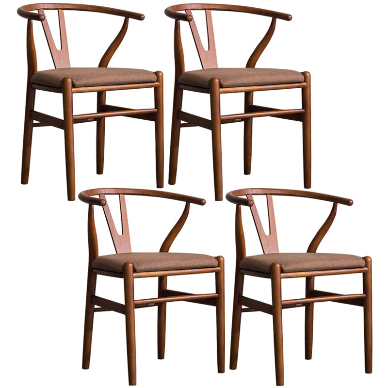 Wood Modern Dining Arm Chair with Color Cushion Wishbone Chair for Home Walnut Dark Brown 4 Piece Set Clearhalo ' kitchen&dining_furn' 'Dining Chairs' 'Dining Tables & Seating' 'dining_chair' 'furn' 'furn_dining_chair' 'Furniture' 'furniture_dining_chair' 'Kitchen & Dining Furniture' 'kitchen' 3576177