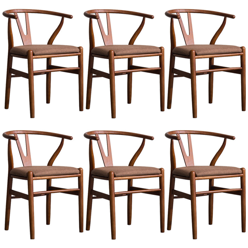 Wood Modern Dining Arm Chair with Color Cushion Wishbone Chair for Home Walnut Dark Brown 6 Piece Set Clearhalo ' kitchen&dining_furn' 'Dining Chairs' 'Dining Tables & Seating' 'dining_chair' 'furn' 'furn_dining_chair' 'Furniture' 'furniture_dining_chair' 'Kitchen & Dining Furniture' 'kitchen' 3576178