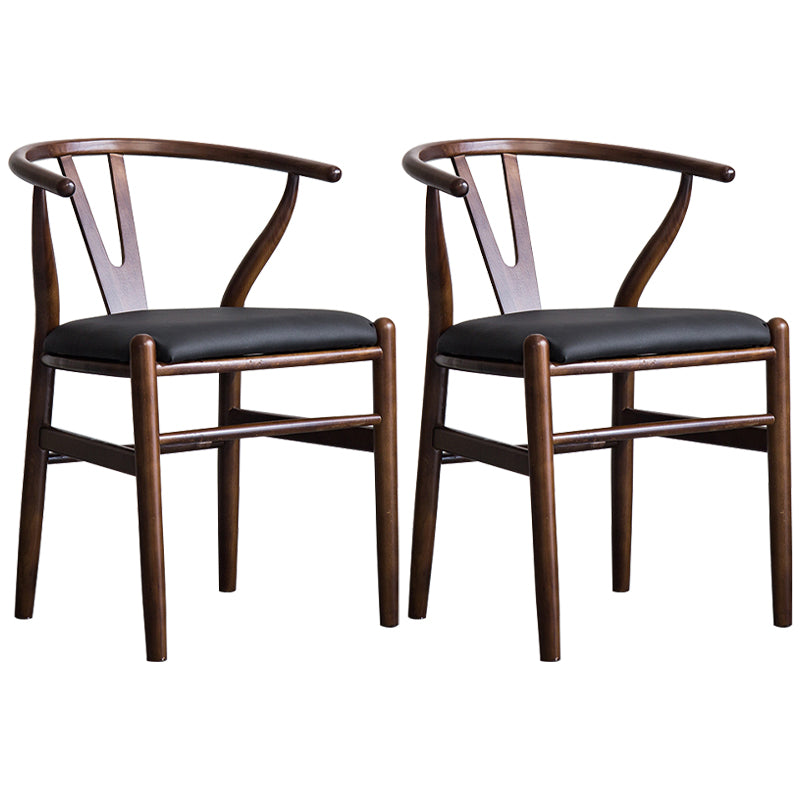 Wood Modern Dining Arm Chair with Color Cushion Wishbone Chair for Home Walnut Black 2 Piece Set Clearhalo ' kitchen&dining_furn' 'Dining Chairs' 'Dining Tables & Seating' 'dining_chair' 'furn' 'furn_dining_chair' 'Furniture' 'furniture_dining_chair' 'Kitchen & Dining Furniture' 'kitchen' 3576179