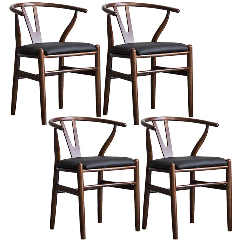 Wood Modern Dining Arm Chair with Color Cushion Wishbone Chair for Home Walnut Black 4 Piece Set Clearhalo ' kitchen&dining_furn' 'Dining Chairs' 'Dining Tables & Seating' 'dining_chair' 'furn' 'furn_dining_chair' 'Furniture' 'furniture_dining_chair' 'Kitchen & Dining Furniture' 'kitchen' 3576180