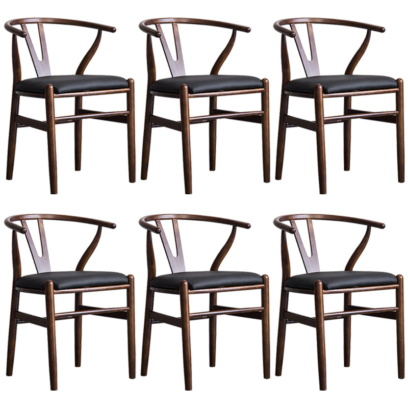 Wood Modern Dining Arm Chair with Color Cushion Wishbone Chair for Home Walnut Black 6 Piece Set Clearhalo ' kitchen&dining_furn' 'Dining Chairs' 'Dining Tables & Seating' 'dining_chair' 'furn' 'furn_dining_chair' 'Furniture' 'furniture_dining_chair' 'Kitchen & Dining Furniture' 'kitchen' 3576181