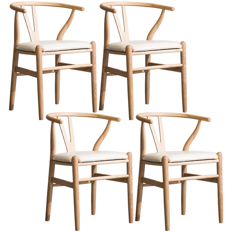 Wood Modern Dining Arm Chair with Color Cushion Wishbone Chair for Home Natural White 4 Piece Set Clearhalo ' kitchen&dining_furn' 'Dining Chairs' 'Dining Tables & Seating' 'dining_chair' 'furn' 'furn_dining_chair' 'Furniture' 'furniture_dining_chair' 'Kitchen & Dining Furniture' 'kitchen' 3576183