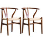 Wood Modern Dining Arm Chair with Color Cushion Wishbone Chair for Home Black Natural 2 Piece Set Clearhalo ' kitchen&dining_furn' 'Dining Chairs' 'Dining Tables & Seating' 'dining_chair' 'furn' 'furn_dining_chair' 'Furniture' 'furniture_dining_chair' 'Kitchen & Dining Furniture' 'kitchen' 3576185