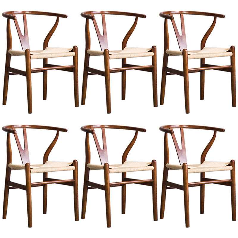 Wood Modern Dining Arm Chair with Color Cushion Wishbone Chair for Home Black Natural 6 Piece Set Clearhalo ' kitchen&dining_furn' 'Dining Chairs' 'Dining Tables & Seating' 'dining_chair' 'furn' 'furn_dining_chair' 'Furniture' 'furniture_dining_chair' 'Kitchen & Dining Furniture' 'kitchen' 3576187