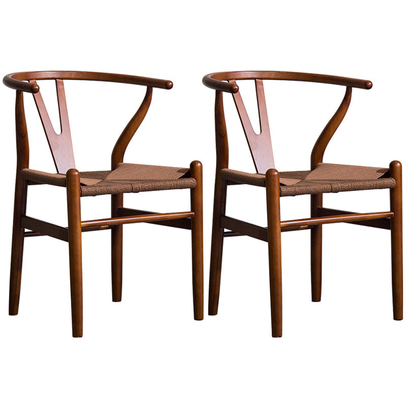 Wood Modern Dining Arm Chair with Color Cushion Wishbone Chair for Home Walnut Bronze 2 Piece Set Clearhalo ' kitchen&dining_furn' 'Dining Chairs' 'Dining Tables & Seating' 'dining_chair' 'furn' 'furn_dining_chair' 'Furniture' 'furniture_dining_chair' 'Kitchen & Dining Furniture' 'kitchen' 3576188