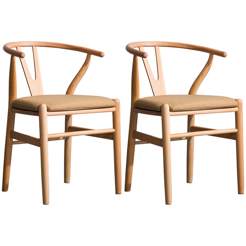Wood Modern Dining Arm Chair with Color Cushion Wishbone Chair for Home Natural Brown 2 Piece Set Clearhalo ' kitchen&dining_furn' 'Dining Chairs' 'Dining Tables & Seating' 'dining_chair' 'furn' 'furn_dining_chair' 'Furniture' 'furniture_dining_chair' 'Kitchen & Dining Furniture' 'kitchen' 3576191