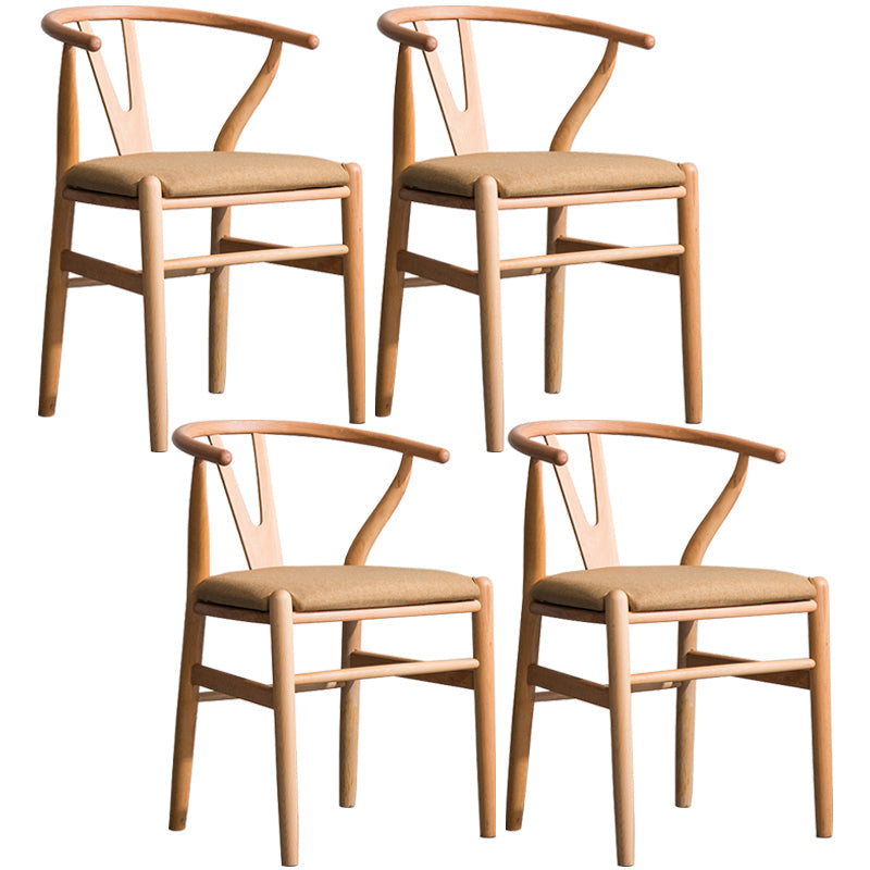 Wood Modern Dining Arm Chair with Color Cushion Wishbone Chair for Home Natural Brown 4 Piece Set Clearhalo ' kitchen&dining_furn' 'Dining Chairs' 'Dining Tables & Seating' 'dining_chair' 'furn' 'furn_dining_chair' 'Furniture' 'furniture_dining_chair' 'Kitchen & Dining Furniture' 'kitchen' 3576192