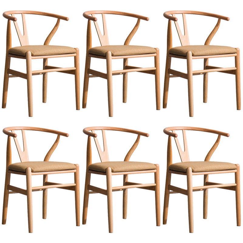 Wood Modern Dining Arm Chair with Color Cushion Wishbone Chair for Home Natural Brown 6 Piece Set Clearhalo ' kitchen&dining_furn' 'Dining Chairs' 'Dining Tables & Seating' 'dining_chair' 'furn' 'furn_dining_chair' 'Furniture' 'furniture_dining_chair' 'Kitchen & Dining Furniture' 'kitchen' 3576193