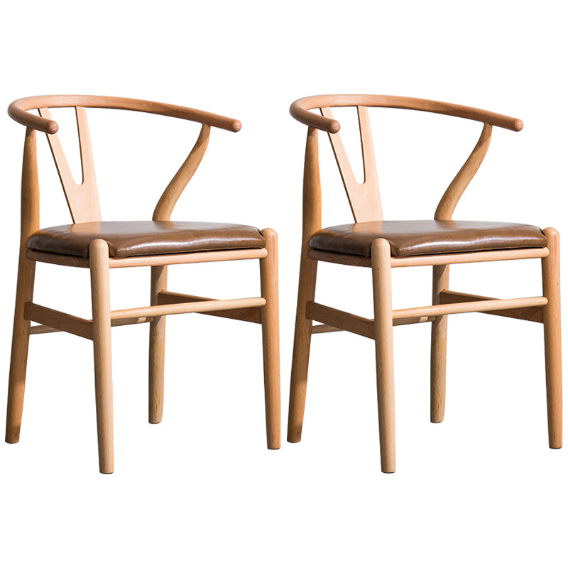 Wood Modern Dining Arm Chair with Color Cushion Wishbone Chair for Home Natural Dark Brown 2 Piece Set Clearhalo ' kitchen&dining_furn' 'Dining Chairs' 'Dining Tables & Seating' 'dining_chair' 'furn' 'furn_dining_chair' 'Furniture' 'furniture_dining_chair' 'Kitchen & Dining Furniture' 'kitchen' 3576194