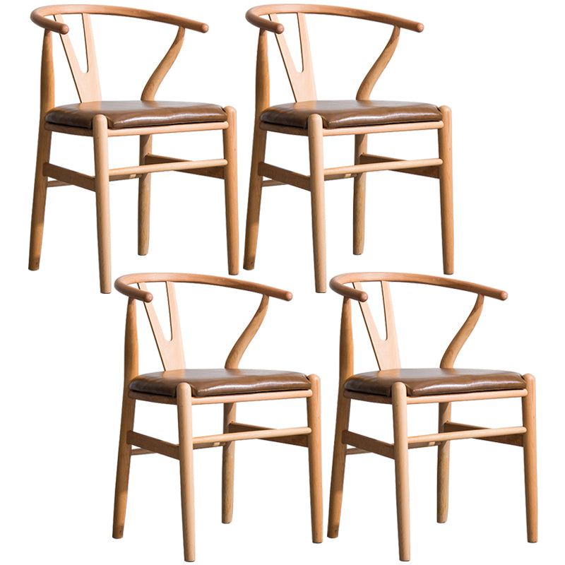 Wood Modern Dining Arm Chair with Color Cushion Wishbone Chair for Home Natural Dark Brown 4 Piece Set Clearhalo ' kitchen&dining_furn' 'Dining Chairs' 'Dining Tables & Seating' 'dining_chair' 'furn' 'furn_dining_chair' 'Furniture' 'furniture_dining_chair' 'Kitchen & Dining Furniture' 'kitchen' 3576195