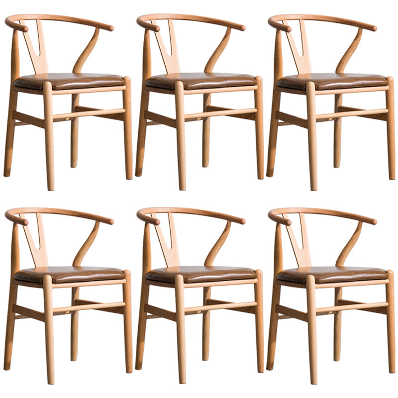 Wood Modern Dining Arm Chair with Color Cushion Wishbone Chair for Home Natural Dark Brown 6 Piece Set Clearhalo ' kitchen&dining_furn' 'Dining Chairs' 'Dining Tables & Seating' 'dining_chair' 'furn' 'furn_dining_chair' 'Furniture' 'furniture_dining_chair' 'Kitchen & Dining Furniture' 'kitchen' 3576196