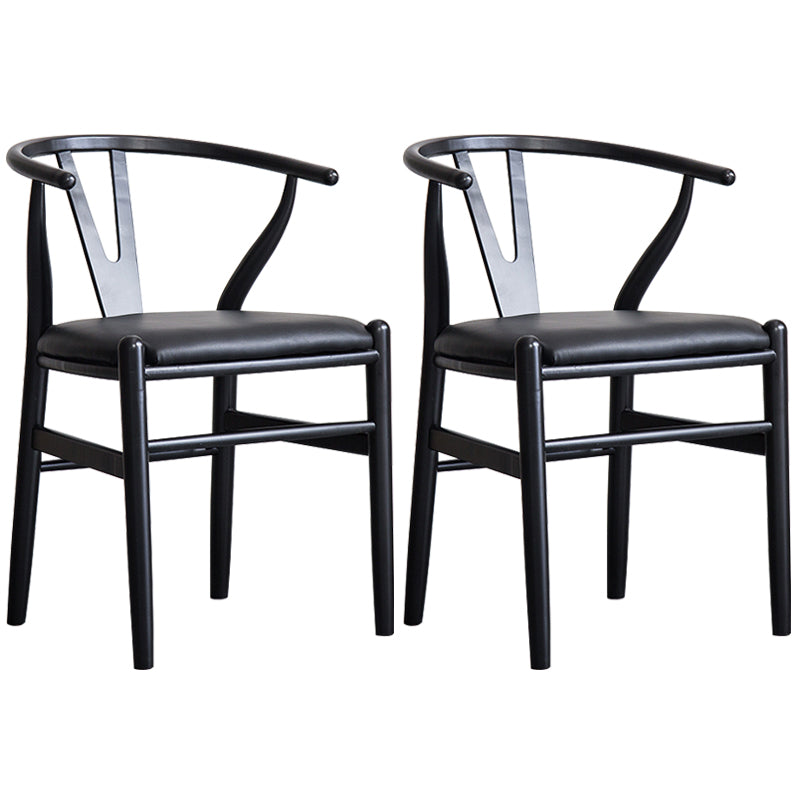 Wood Modern Dining Arm Chair with Color Cushion Wishbone Chair for Home Black Black 2 Piece Set Clearhalo ' kitchen&dining_furn' 'Dining Chairs' 'Dining Tables & Seating' 'dining_chair' 'furn' 'furn_dining_chair' 'Furniture' 'furniture_dining_chair' 'Kitchen & Dining Furniture' 'kitchen' 3576197