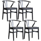Wood Modern Dining Arm Chair with Color Cushion Wishbone Chair for Home Black Black 4 Piece Set Clearhalo ' kitchen&dining_furn' 'Dining Chairs' 'Dining Tables & Seating' 'dining_chair' 'furn' 'furn_dining_chair' 'Furniture' 'furniture_dining_chair' 'Kitchen & Dining Furniture' 'kitchen' 3576198