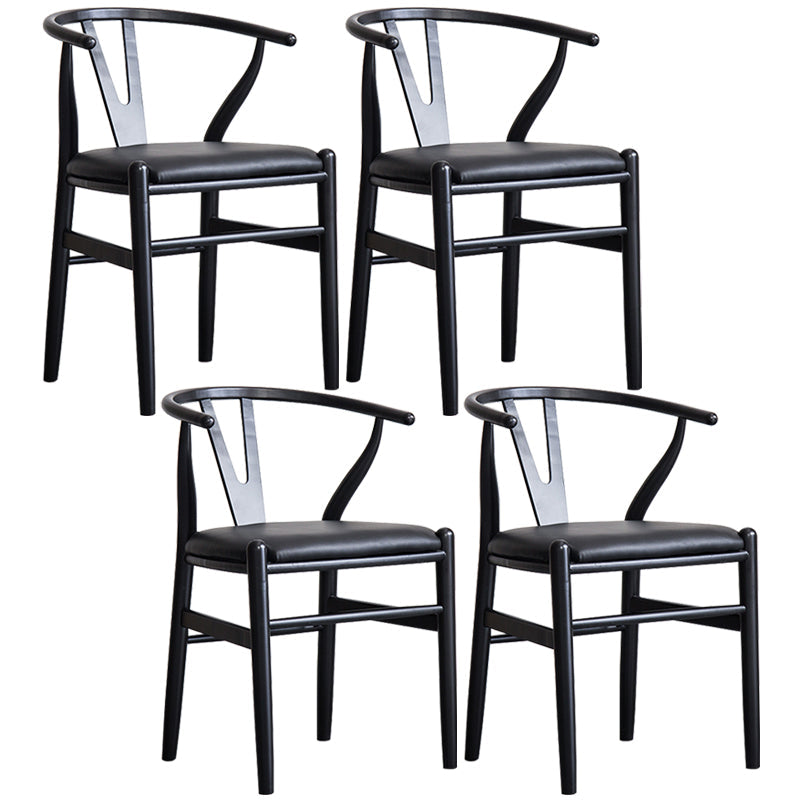 Wood Modern Dining Arm Chair with Color Cushion Wishbone Chair for Home Black Black 4 Piece Set Clearhalo ' kitchen&dining_furn' 'Dining Chairs' 'Dining Tables & Seating' 'dining_chair' 'furn' 'furn_dining_chair' 'Furniture' 'furniture_dining_chair' 'Kitchen & Dining Furniture' 'kitchen' 3576198