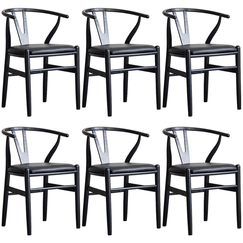 Wood Modern Dining Arm Chair with Color Cushion Wishbone Chair for Home Black Black 6 Piece Set Clearhalo ' kitchen&dining_furn' 'Dining Chairs' 'Dining Tables & Seating' 'dining_chair' 'furn' 'furn_dining_chair' 'Furniture' 'furniture_dining_chair' 'Kitchen & Dining Furniture' 'kitchen' 3576199