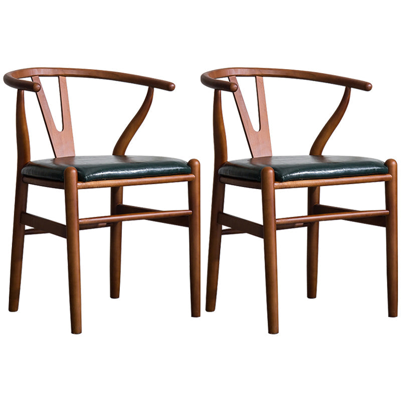 Wood Modern Dining Arm Chair with Color Cushion Wishbone Chair for Home Walnut Green 2 Piece Set Clearhalo ' kitchen&dining_furn' 'Dining Chairs' 'Dining Tables & Seating' 'dining_chair' 'furn' 'furn_dining_chair' 'Furniture' 'furniture_dining_chair' 'Kitchen & Dining Furniture' 'kitchen' 3576200