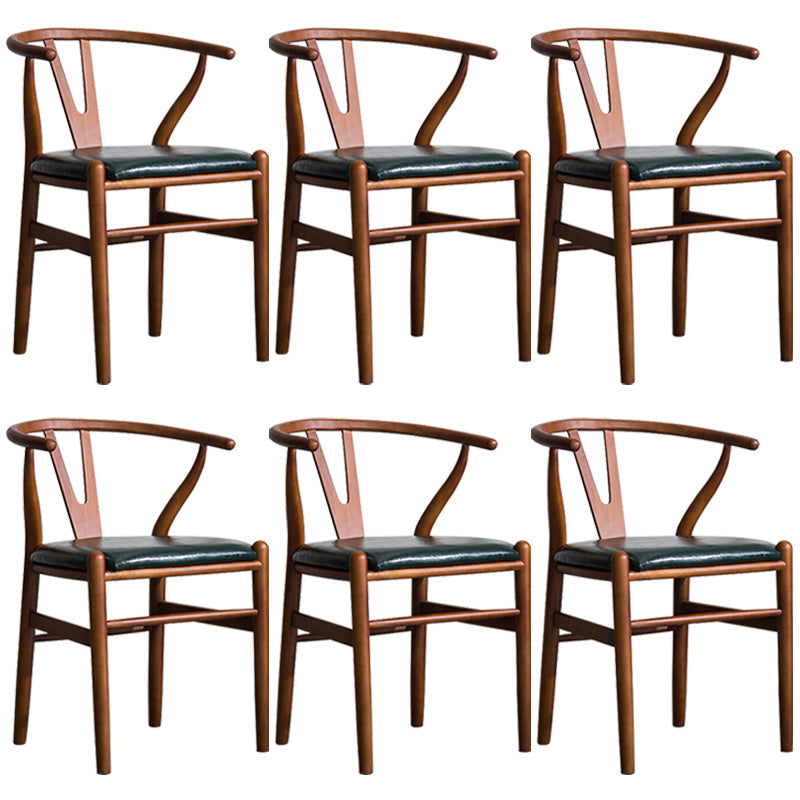 Wood Modern Dining Arm Chair with Color Cushion Wishbone Chair for Home Walnut Green 6 Piece Set Clearhalo ' kitchen&dining_furn' 'Dining Chairs' 'Dining Tables & Seating' 'dining_chair' 'furn' 'furn_dining_chair' 'Furniture' 'furniture_dining_chair' 'Kitchen & Dining Furniture' 'kitchen' 3576202