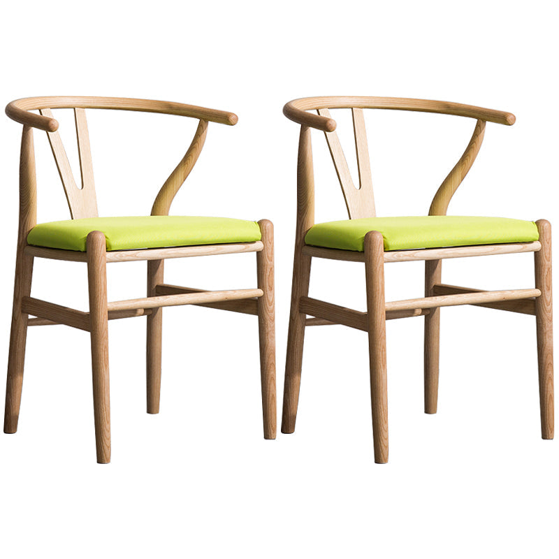 Wood Modern Dining Arm Chair with Color Cushion Wishbone Chair for Home Light Wood Green 2 Piece Set Clearhalo ' kitchen&dining_furn' 'Dining Chairs' 'Dining Tables & Seating' 'dining_chair' 'furn' 'furn_dining_chair' 'Furniture' 'furniture_dining_chair' 'Kitchen & Dining Furniture' 'kitchen' 3576203