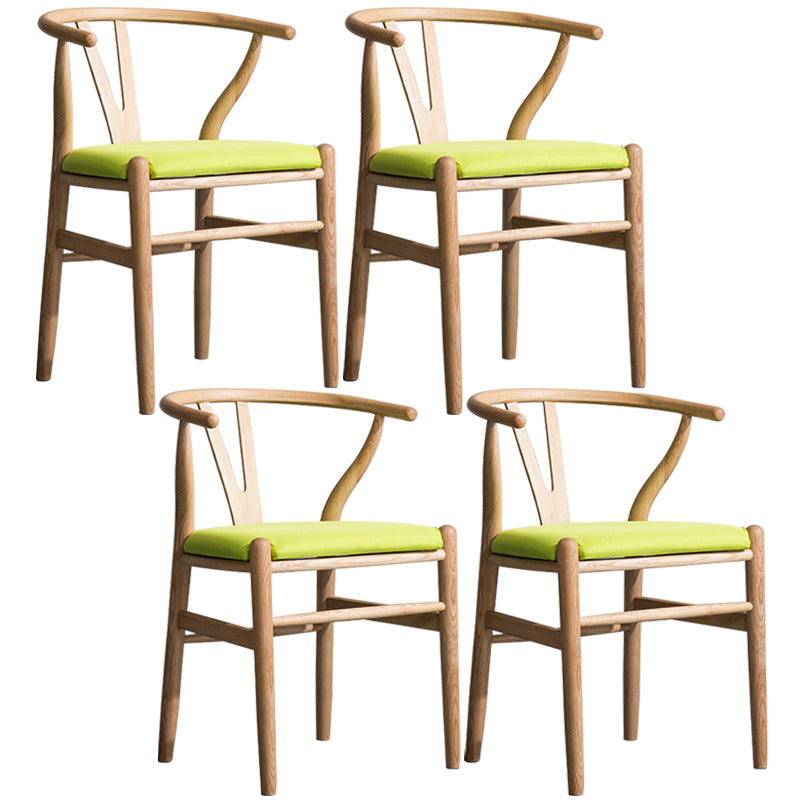 Wood Modern Dining Arm Chair with Color Cushion Wishbone Chair for Home Light Wood Green 4 Piece Set Clearhalo ' kitchen&dining_furn' 'Dining Chairs' 'Dining Tables & Seating' 'dining_chair' 'furn' 'furn_dining_chair' 'Furniture' 'furniture_dining_chair' 'Kitchen & Dining Furniture' 'kitchen' 3576204
