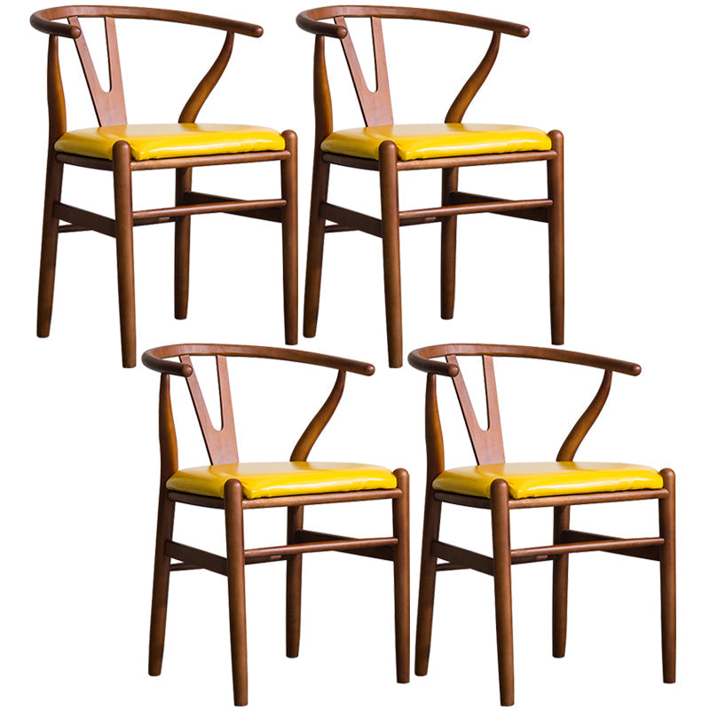Wood Modern Dining Arm Chair with Color Cushion Wishbone Chair for Home Walnut Yellow 4 Piece Set Clearhalo ' kitchen&dining_furn' 'Dining Chairs' 'Dining Tables & Seating' 'dining_chair' 'furn' 'furn_dining_chair' 'Furniture' 'furniture_dining_chair' 'Kitchen & Dining Furniture' 'kitchen' 3576207