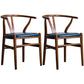 Wood Modern Dining Arm Chair with Color Cushion Wishbone Chair for Home Walnut Blue 2 Piece Set Clearhalo ' kitchen&dining_furn' 'Dining Chairs' 'Dining Tables & Seating' 'dining_chair' 'furn' 'furn_dining_chair' 'Furniture' 'furniture_dining_chair' 'Kitchen & Dining Furniture' 'kitchen' 3576209