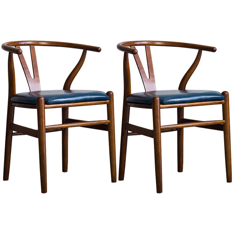 Wood Modern Dining Arm Chair with Color Cushion Wishbone Chair for Home Walnut Blue 2 Piece Set Clearhalo ' kitchen&dining_furn' 'Dining Chairs' 'Dining Tables & Seating' 'dining_chair' 'furn' 'furn_dining_chair' 'Furniture' 'furniture_dining_chair' 'Kitchen & Dining Furniture' 'kitchen' 3576209