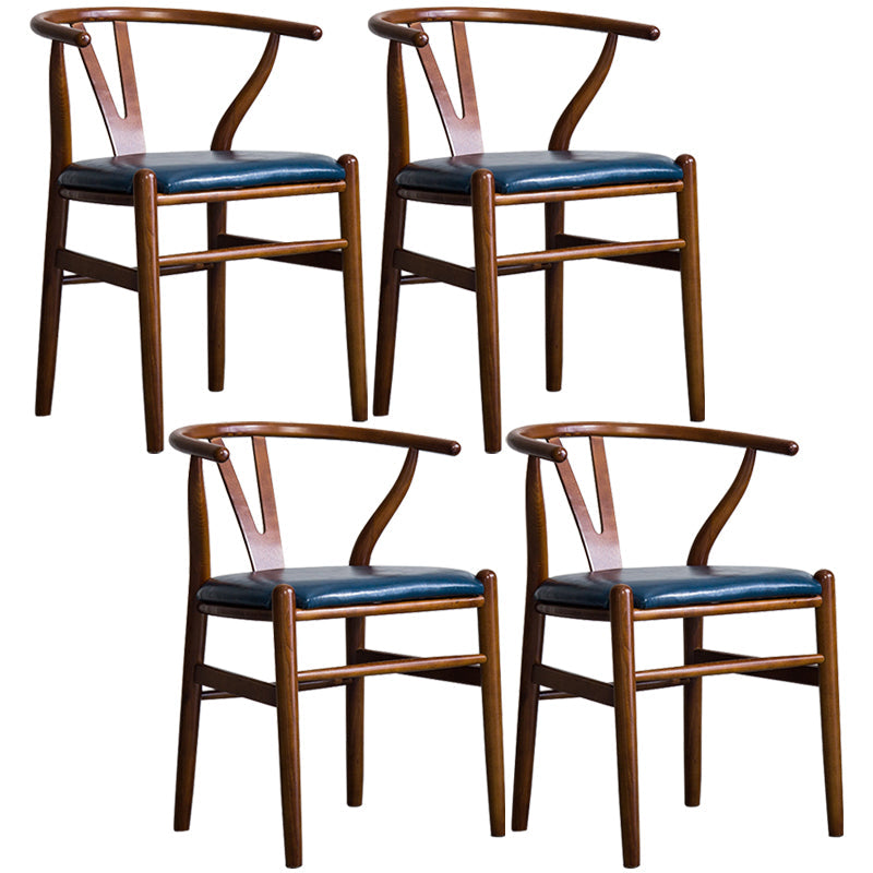 Wood Modern Dining Arm Chair with Color Cushion Wishbone Chair for Home Walnut Blue 4 Piece Set Clearhalo ' kitchen&dining_furn' 'Dining Chairs' 'Dining Tables & Seating' 'dining_chair' 'furn' 'furn_dining_chair' 'Furniture' 'furniture_dining_chair' 'Kitchen & Dining Furniture' 'kitchen' 3576210