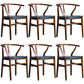 Wood Modern Dining Arm Chair with Color Cushion Wishbone Chair for Home Walnut Blue 6 Piece Set Clearhalo ' kitchen&dining_furn' 'Dining Chairs' 'Dining Tables & Seating' 'dining_chair' 'furn' 'furn_dining_chair' 'Furniture' 'furniture_dining_chair' 'Kitchen & Dining Furniture' 'kitchen' 3576211