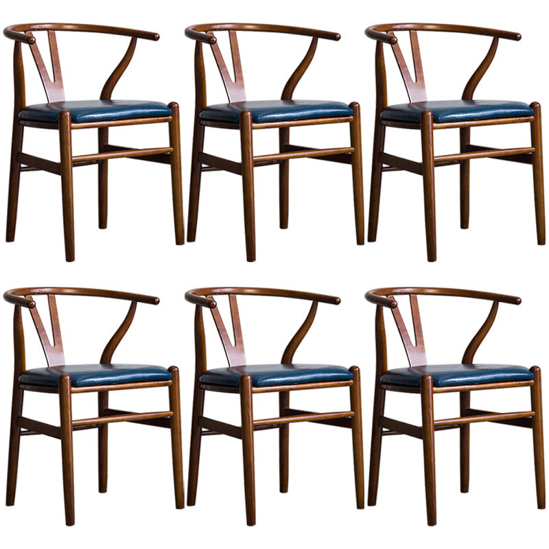 Wood Modern Dining Arm Chair with Color Cushion Wishbone Chair for Home Walnut Blue 6 Piece Set Clearhalo ' kitchen&dining_furn' 'Dining Chairs' 'Dining Tables & Seating' 'dining_chair' 'furn' 'furn_dining_chair' 'Furniture' 'furniture_dining_chair' 'Kitchen & Dining Furniture' 'kitchen' 3576211