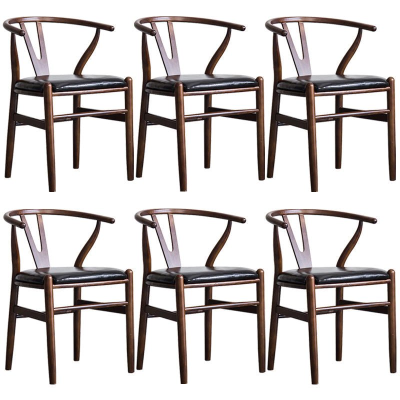 Wood Modern Dining Arm Chair with Color Cushion Wishbone Chair for Home Walnut Matt Black 6 Piece Set Clearhalo ' kitchen&dining_furn' 'Dining Chairs' 'Dining Tables & Seating' 'dining_chair' 'furn' 'furn_dining_chair' 'Furniture' 'furniture_dining_chair' 'Kitchen & Dining Furniture' 'kitchen' 3576214