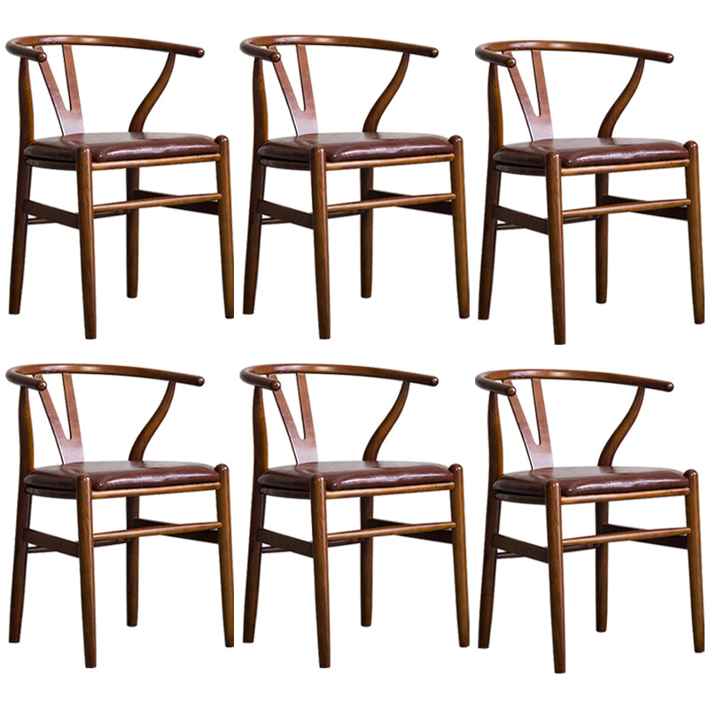 Wood Modern Dining Arm Chair with Color Cushion Wishbone Chair for Home Black Brown 6 Piece Set Clearhalo ' kitchen&dining_furn' 'Dining Chairs' 'Dining Tables & Seating' 'dining_chair' 'furn' 'furn_dining_chair' 'Furniture' 'furniture_dining_chair' 'Kitchen & Dining Furniture' 'kitchen' 3576217