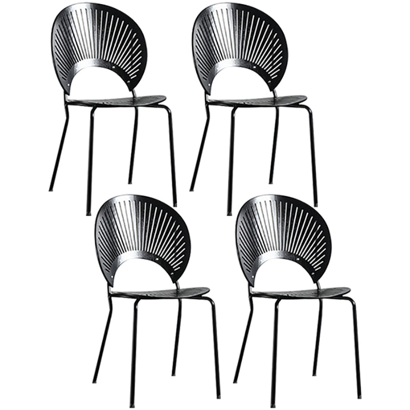 Metal Contemporary Style Kitchen Chair Open Back Side Dining Chairs Set Black 4 Piece Set Clearhalo ' kitchen&dining_furn' 'Dining Chairs' 'Dining Tables & Seating' 'dining_chair' 'furn' 'furn_dining_chair' 'Furniture' 'furniture_dining_chair' 'Kitchen & Dining Furniture' 'kitchen' 3576238