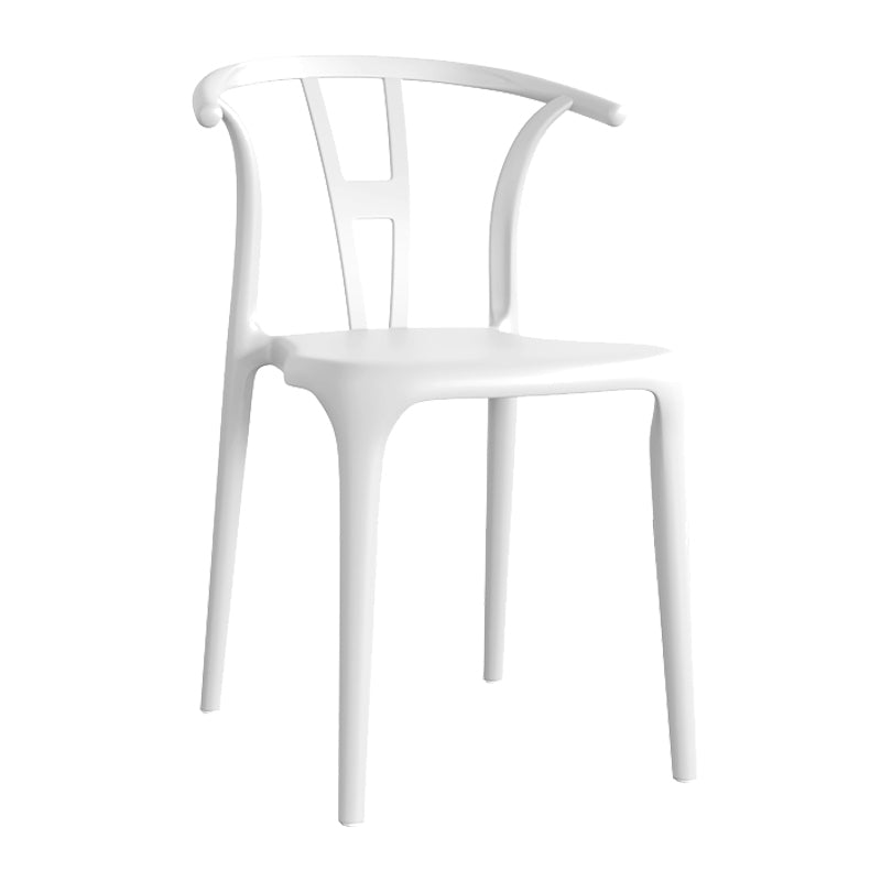 Contemporary Plastic Open Side Chair Stacking Study Room Dining Chair With Matte Finish White Wishbone 1 Piece Clearhalo ' kitchen&dining_furn' 'Dining Chairs' 'Dining Tables & Seating' 'dining_chair' 'furn' 'furn_dining_chair' 'Furniture' 'furniture_dining_chair' 'Kitchen & Dining Furniture' 'kitchen' 3576242